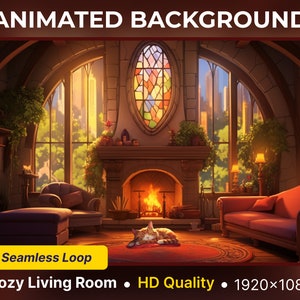 Animated Virtual Background Cozy Living Room Looped Vtuber Background Twitch Streaming Vtuber Room Cute Twitch Overlay Cozy Twitch Screen