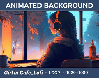 Fondo virtual animado lofi Girl Looped Vtuber Background Twitch Streaming Superposición de interruptor de Lofi en movimiento superposición de transmisión de lofi
