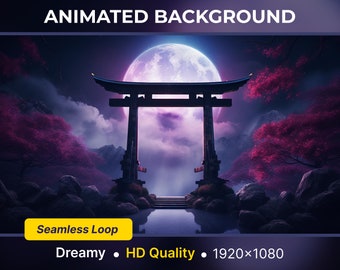 Animated Twitch overlay Dreamy Twitch screen looped Vtuber Twitch scene Dark fantasy vtuber room Cute Purple Animated Background