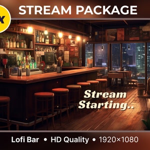 Geanimeerde Stream Pack Lofi Bar Twitch Stream-pakket lofi Twitch Stream Pack geanimeerde Twitch-overlay Geanimeerde scènes Lofi Art Stream-overlay