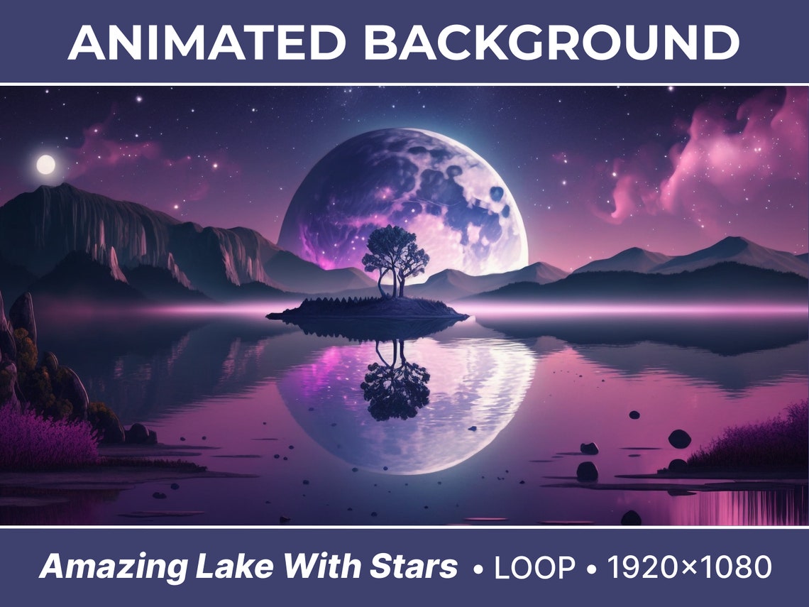 Animated Virtual Background Beautiful Lake With Stars Looped Vtuber ...