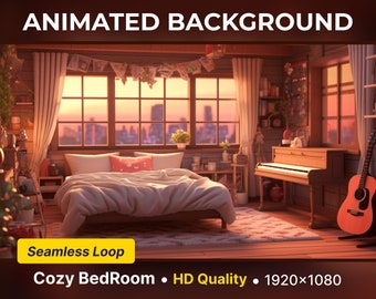 Animated Background cozy bedroom Twitch Stream Lofi twitch Screen animated twitch Scene lofi vtuber background Vtuber Room Twitch overlay
