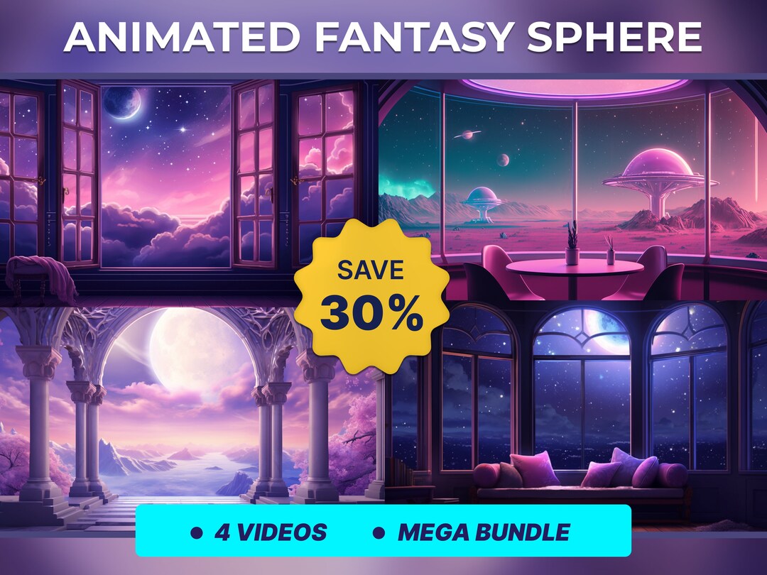 Animated Background Fantasy Mega Bundle, 4 Atmospheric Animated Videos