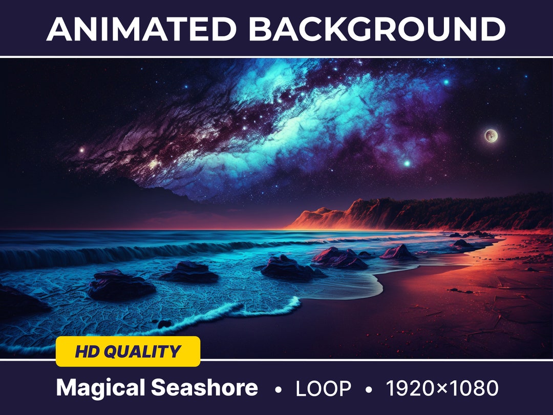 Animated Virtual Background Magical Seashore Road Looped Vtuber ...