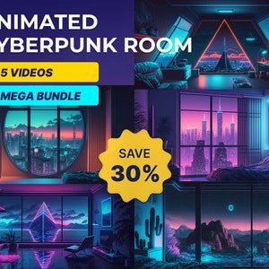 Animated Background Cyberpunk Room Mega Bundle 5 Cyberpunk Videos Vtuber Background Twitch Overlay Vtuber Room Cyberpunk Twitch Scene