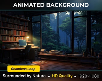 Animerad virtuell bakgrund omgiven av natur Vtuber-bakgrund Twitch Stream Lofi twitch-skärm animerad twitch-överlägg loopad vtuber