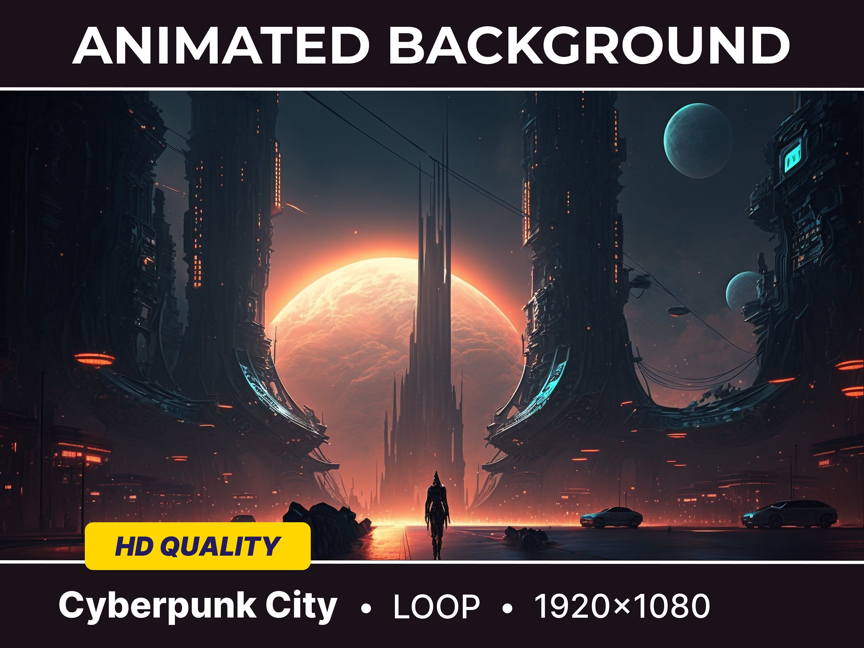 Cyberpunk Animated Vtuber Background for Stream (Instant Download) 