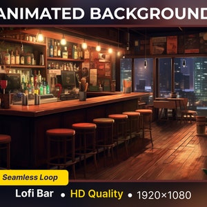 Animated Background Lofi Bar Vtuber Background Lofi Twitch overlay vtuber background lofi vtuber room twitch scene lofi art twitch Screen