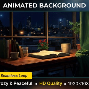 Animated Background Cozy & Peaceful Lofi Vtuber Background Twitch Streaming Lofi Twitch overlay looped vtuber room lofi art twitch screen