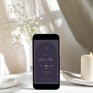 Mobile Card Einladung Classic Elegance Muslim Ramadan, Iftar, Eid Dinner Einladungsvorlage - Plum