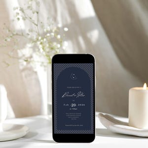 Elegante Eid Dinner Einladung Vorlage: Marine Handy Karte (Digitaler Download)