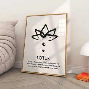 Lotus-zen-muurkunst | Afdrukbaar| Digitale download zen-symbool | Lotus betekenis print | Mindful art-poster | Spiritueel ontwerp| Abstracte zenkunst
