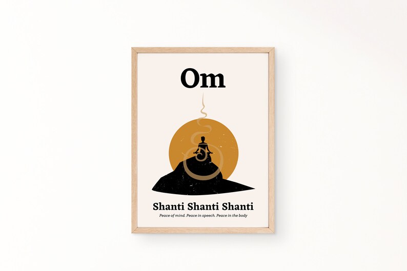 Spiritual Poster Om Shanti Printable Wall Decor Set of 3 Instant