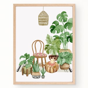 Boho botanical poster | Printable design | Houseplant decor art | Indoor plant | Wall art decor | Retro Vintage decor  | Digital download