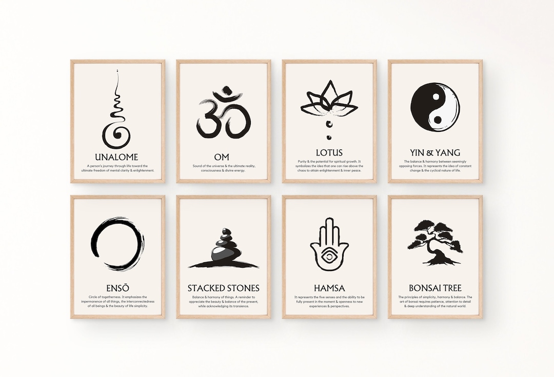 Zen Symbols & Meaning set of 8 Printable Digital Download Etsy