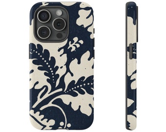 Phone Case Wall Paper Floral Botanical Print Phone Case For Iphone Samsung Galaxy Google Pixel Phone Case Navy Cream Floral Phone Case | 5