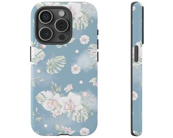 Tough Phone Case Blue cover Floral Botanical Print Phone Case For Iphone Samsung Galaxy Google Pixel Phone Case Blue White Floral Case | 9
