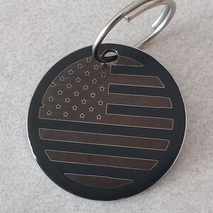 Stainless steel American flag engraved key chain