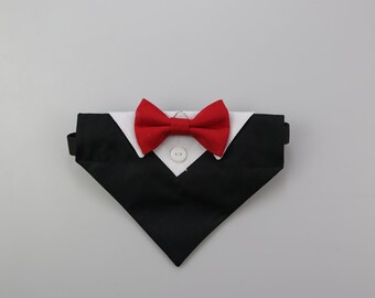 Dog Tuxedo | Dog Collar Tuxedo | Adjustable Dog Bowtie | Formal Dogwear for Weddings