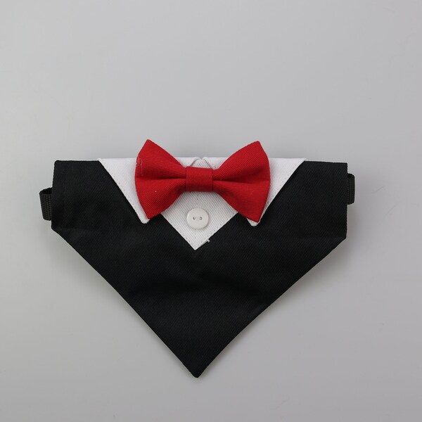 Dog Tuxedo | Dog Collar Tuxedo | Adjustable Dog Bowtie | Formal Dogwear for Weddings