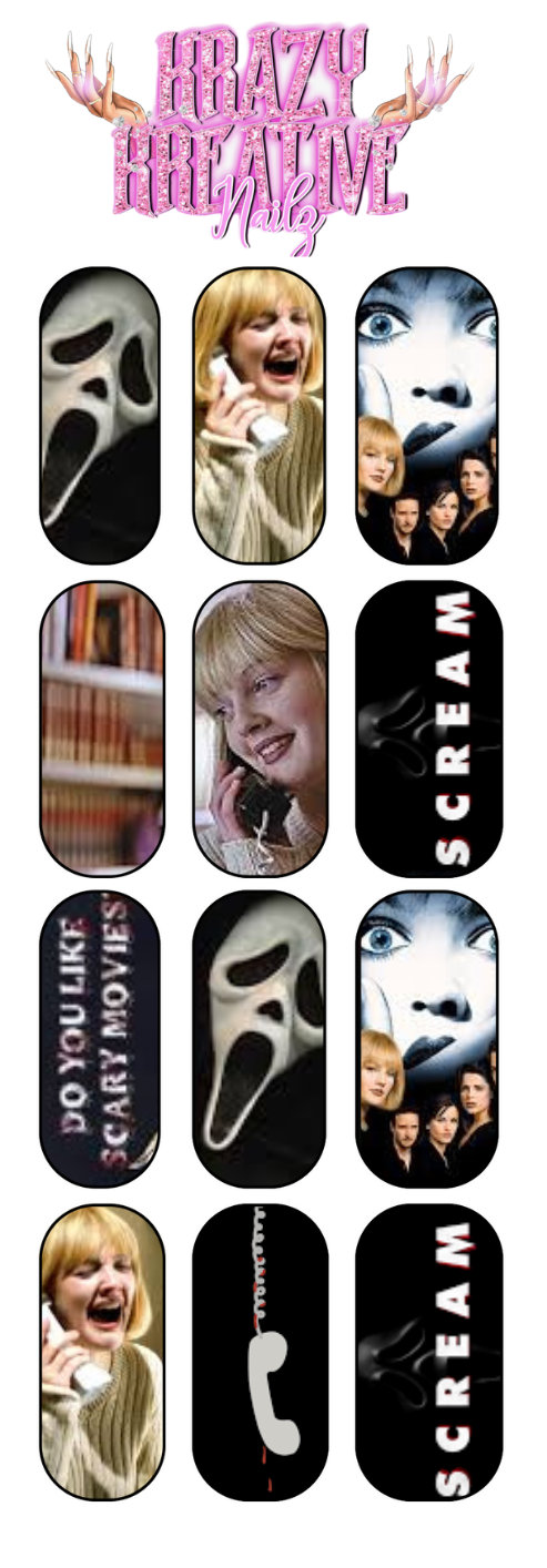 SCREAM Waterslide Nail Decals