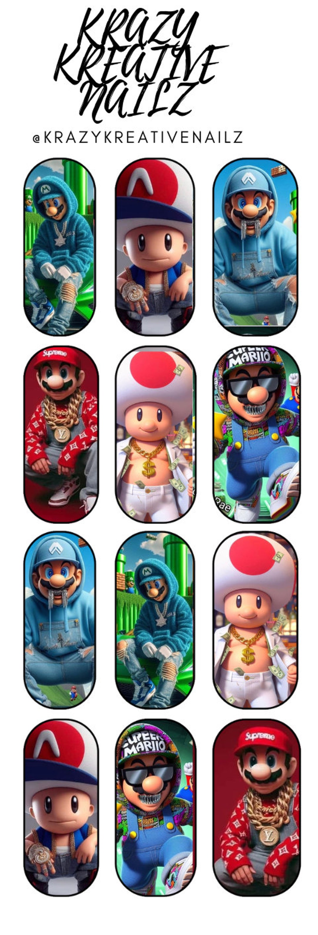 Toad Nails MARIO & TOAD Waterslide Nail Decals - Etsy
