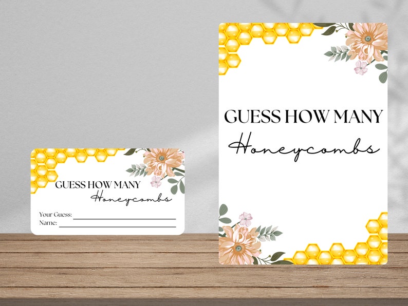 Guess How Many Honeycombs, Bee Themed Baby Shower, Baby Shower Games - Etsy