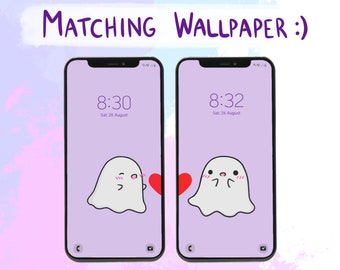 Cute Ghost Matching Wallpaper | Couple Phone Background (Digital Download)