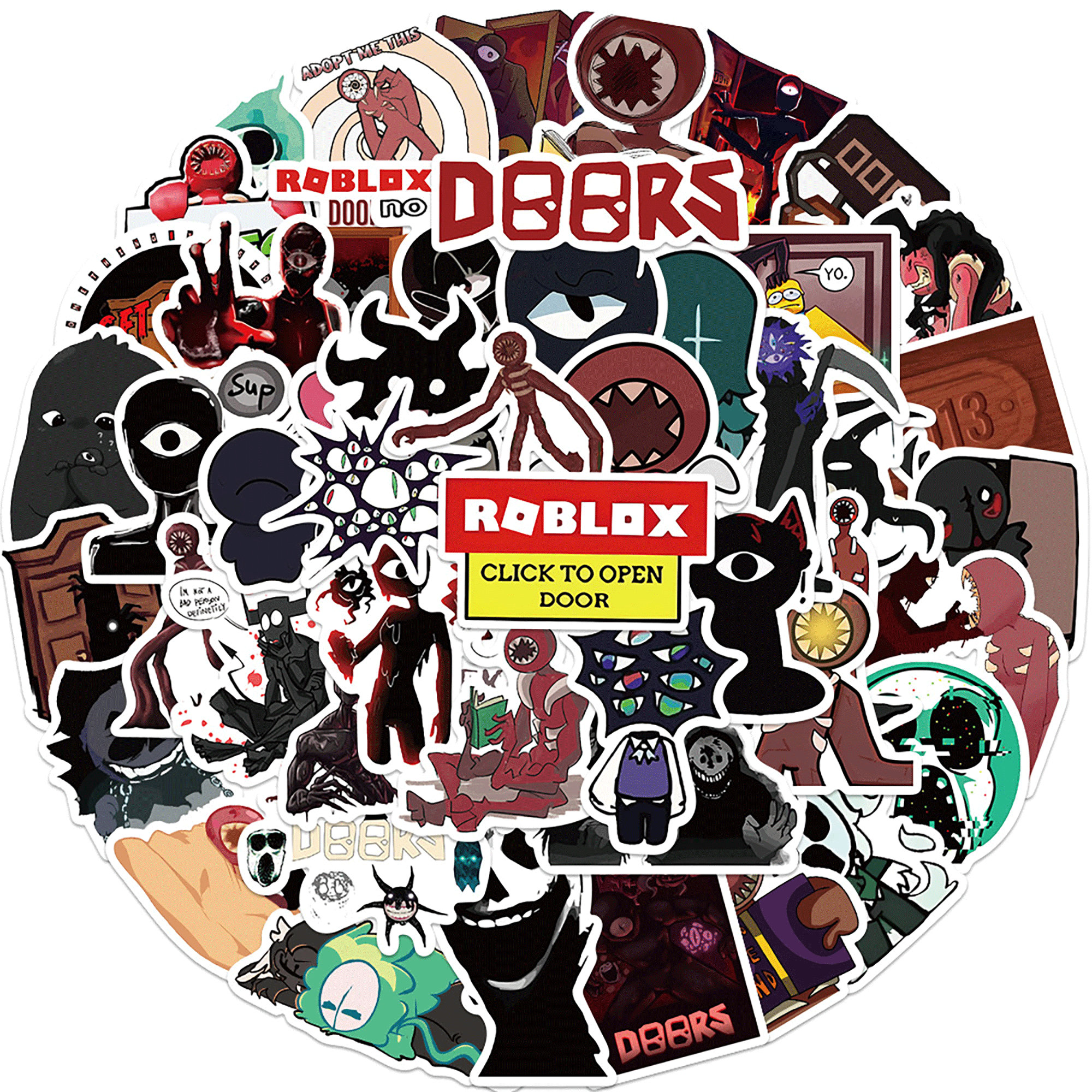 Stickers pack of all characters of Roblox doors game  Pullover