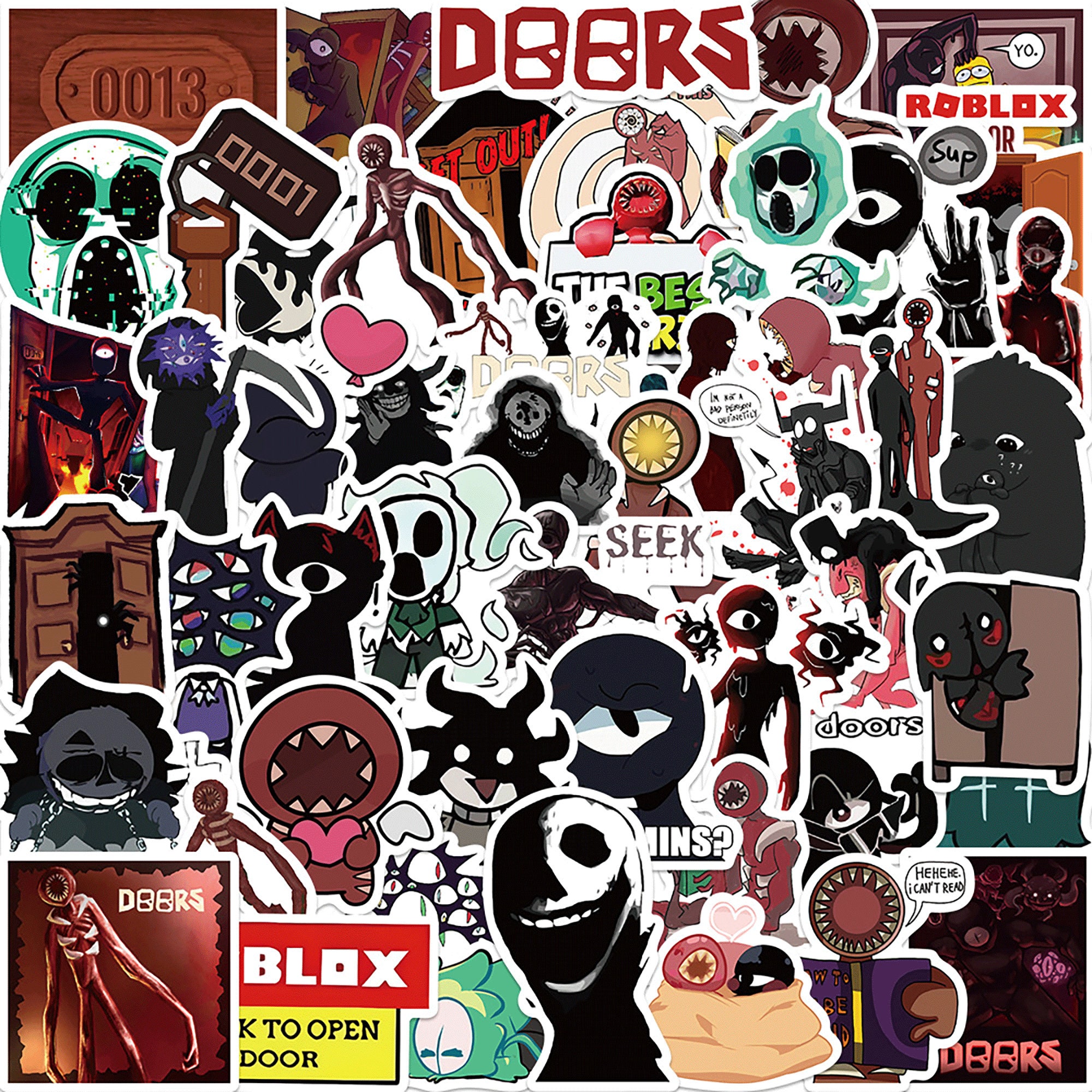 50 Pieces Of Doors Roblox Figure-door Panic Escape Game Stickers