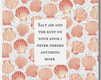 Salt Air Seashells Poster: August Lyrics Wall Print (Digital Download)