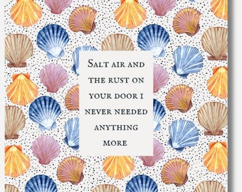 Seashells Pattern Art Print: Salt Air Quote (Digital Download)