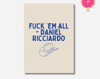 Póster con cita de Daniel Ricciardo: Arte mural de F1 (descarga digital)