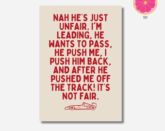 F1 Verstappen Leclerc Quote Poster: Formula 1 Wall Art (Digital Download)