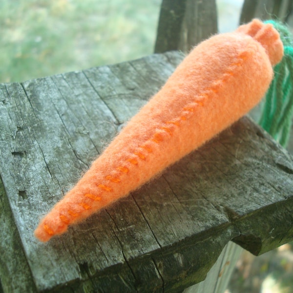 Handsewn Felt Carrot - fake veggie for pretend play