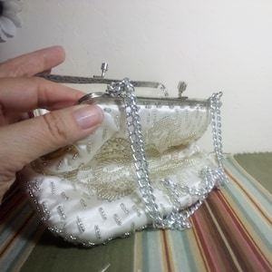 Vintage Off White La Regale Clam Shell Beaded Evening Bag