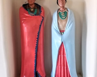 Vintage Large Handpainted Sittre Ceramics Navajo Couple Traditional Attire