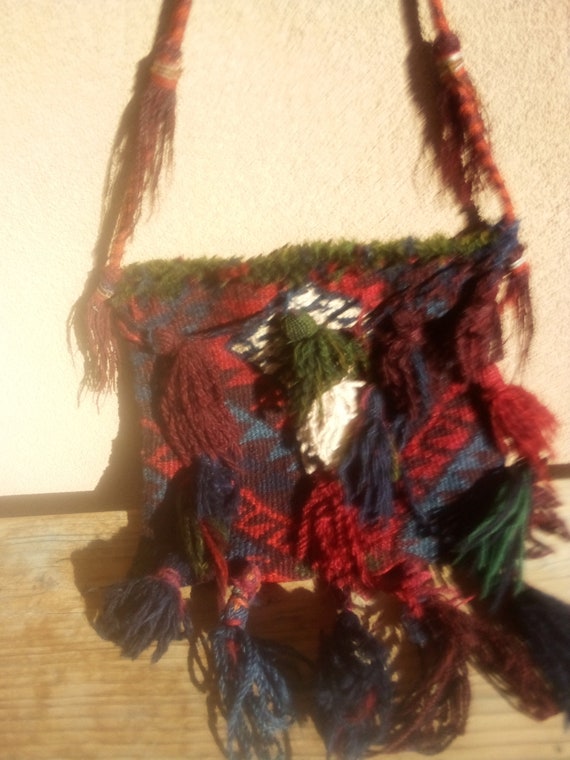 Tribal Wool Camelbag Purse Vintage Turkish Kilim P