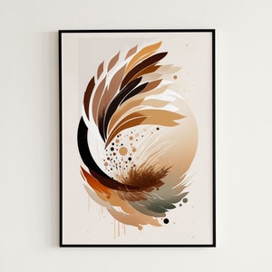 Boho Abstract Digital Download Wall Art Print 4, Boho Chic Minimalist, Earth tone brown and tan Art prints for Bedroom or Living room