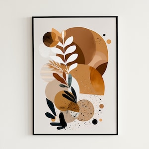 Boho Abstract Digital Download Wall Art Print 1, Boho Chic Minimalist, Earth tone brown and tan Art prints for Bedroom or Living room
