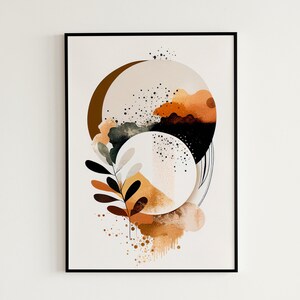 Boho Abstract Digital Download Wall Art Print 3, Boho Chic Minimalist, Earth tone brown and tan Art prints for Bedroom or Living room