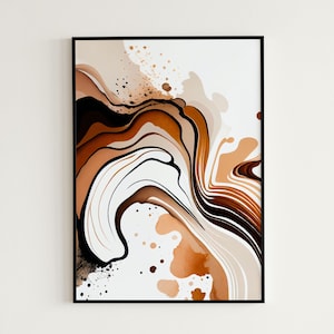 Boho Abstract Digital Download Wall Art Print 5, Boho Chic Minimalist, Earth tone brown and tan Art prints for Bedroom or Living room