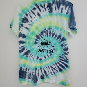 Unisex Medium cotton T-shirt with &quot;ARTIST&quot; stag beetle screen print design
