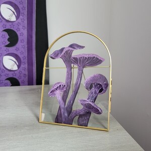 Ametist Bedragare Svamp Glasmålning Konst på Glas Floatram