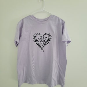 Unisex XXL cotton T-shirt with moth and fern screen print design