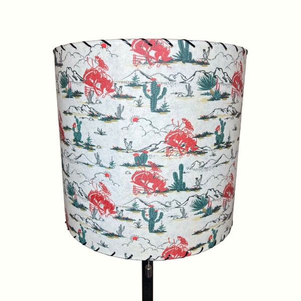 Mid Century Modern Vintage Style Fiberglass Lamp Shade Cowboy Buck N Bronco Horse MCM Cactus Desert Bohemian Boho Scandinavian Western #2