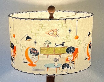 Mid Century Vintage Style Fiberglass Lamp Shade Atomic Intelligent Merle Dachshunds Retro Eames Starburst Weiner dogs Kitsch MCM Bohemian