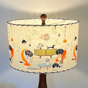 Mid Century Vintage Style Fiberglass Lamp Shade Atomic Intelligent Merle Dachshunds Retro Eames Starburst Weiner dogs Kitsch MCM Bohemian