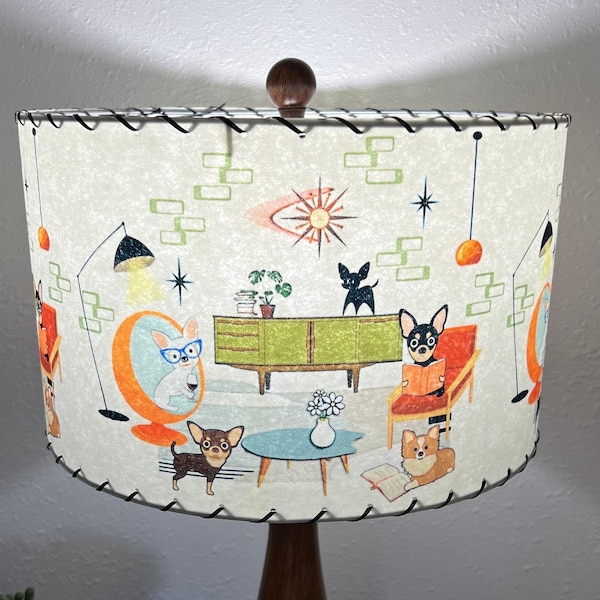 Mid Century Vintage Style Fiberglass Lamp Shade Atomic Intelligent chihuahua Retro Eames Starburst Mod Mexican Dog Kitsch MCM Bohemian #2