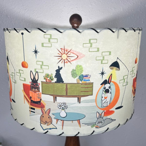 Mid Century Vintage Style Fiberglass Lamp Shade Atomic Intelligent Rabbit Retro Eames Starburst Mod Bunnies Kitsch MCM Bohemian Bunny Hare